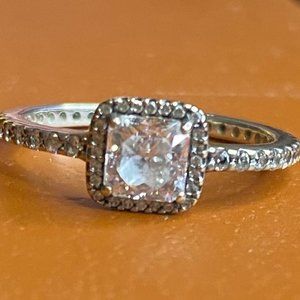 Pandora Square Sparkle Halo Ring